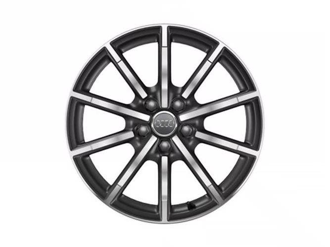 Audi A3 18" aluminiumsfælge i 10-eget design, matpoleret og titaniumoptik (7,5J x 18") - UDGÅET