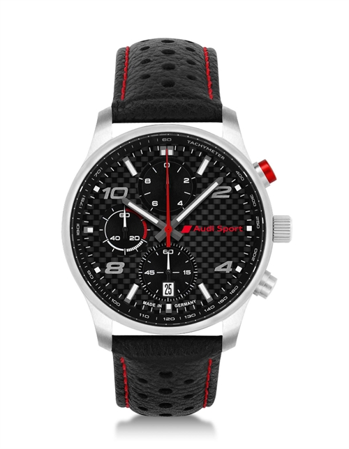 Audi Sport chronograph carbon, herre, sort/sølv