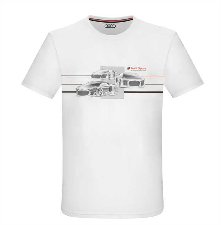 Audi Sport t-shirt til herrer, "40 Jahre", hvid - Førpris 279,-